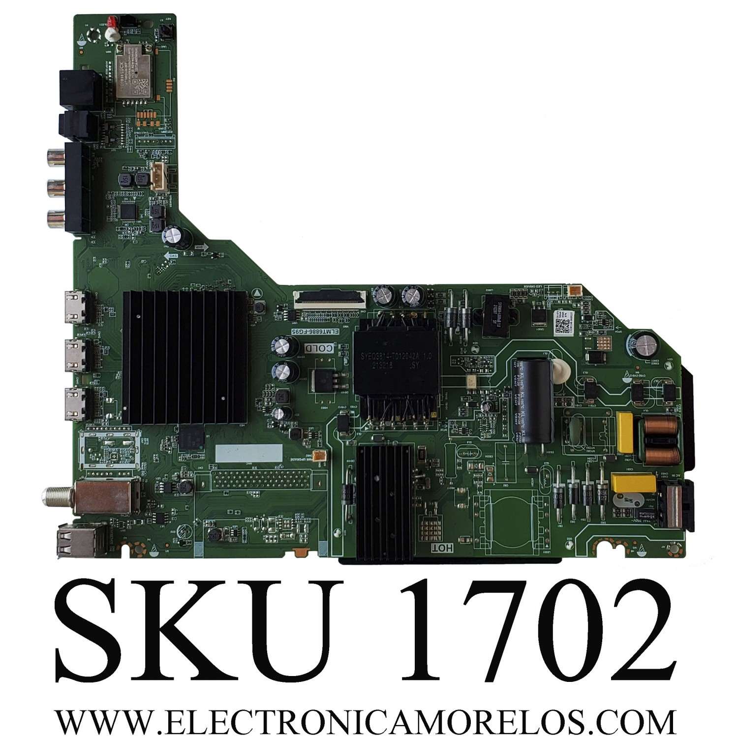 MAIN FUENTE PARA TV QUASAR 4K UHD / NUMERO DE PARTE TP.MS6886.PB765 (T) / ELMT6886-FG95 / 21601886G / 4201001257 / 4201001257-TZ2106-028 / CV580U2-T01 / 21601886G95E9002 / PANEL CX580DLEDM / DISPLAY CC580PV6D Ver. 01 / MODELO Q58USE1        
